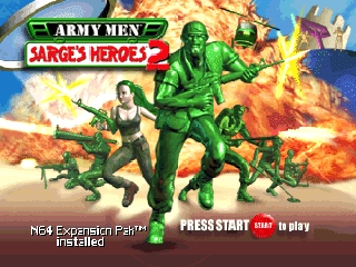 Army Men Sarge's Heroes 2 title screen for Nintendo 64